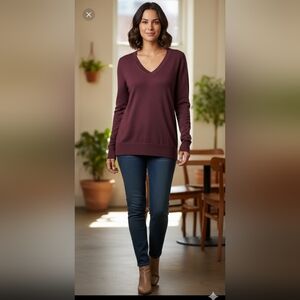 Banana Republic V-Neck Sweater - Rich Purple